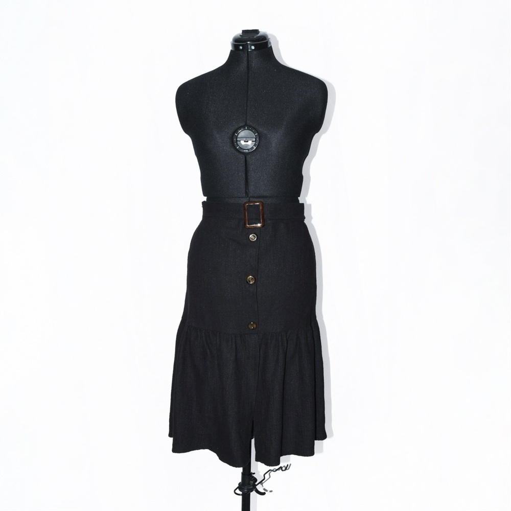 Mango Button Belt Skirt Midi